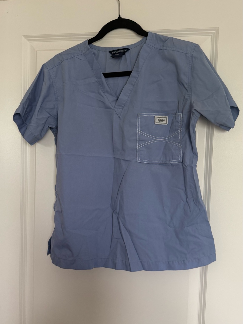 Blue Sky Light Blue V-Neck Scrub Top